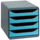 Exacompta bloc à tiroirs Big Box Classic, gris souris/turquoise