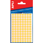 Apli étiquettes rondes en pochette diamètre 8 mm, jaune fluo, 288 pièces, 96 par feuille (2079)