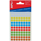 Apli étiquettes rondes en pochette diamètre 8 mm, couleurs assorties, 288 pièces, 96 par feuille (2092)