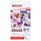 Edding feutre pointe pinceau pour porcelaine e-4200, blister de 6 pièces en couleurs assorties chaudes