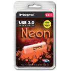 Integral Neon clé USB 3.0, 64 Go, orange