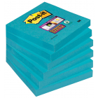 Post-it Super Sticky notes, 90 feuilles, ft 76 x 76 mm, paquet de 6 blocs, bleu (paradise blue)