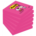 Post-it Super Sticky notes, 90 feuilles, ft 76 x 76 mm, paquet de 6 blocs, fuchsia (power pink)