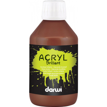 Darwi glanzende acrylverf, flacon van 250 ml, donkerbruin