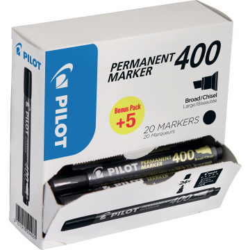 Pilot permanent marker 400, XXL doos met 15 + 5 stuks, zwart