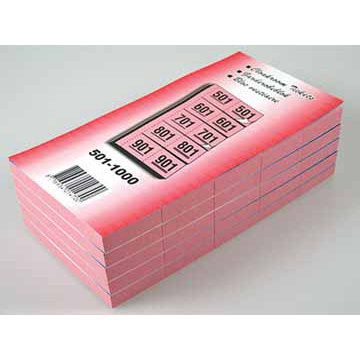 Carnets pour vestiaire numéros de 501 à 1.000, cerise