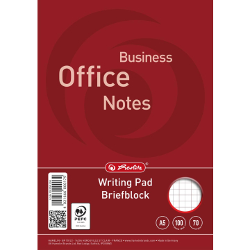 Herlitz bloc-notes, ft A5, 70 g/m², 100 feuilles, quadrillé 5 mm