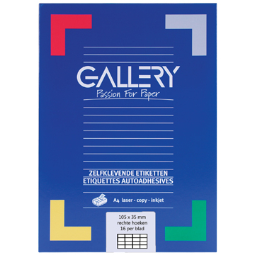 Gallery étiquettes blanches ft 105 x 35 mm (l x h), coins carrés, boîte de 1.600 étiquettes