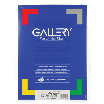 Gallery étiquettes blanches ft 105 x 48 mm (l x h), coins carrés, boîte de 1.200 étiquettes