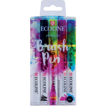 Talens Ecoline Brush pen, etui met 5 stuks in de primaire kleuren