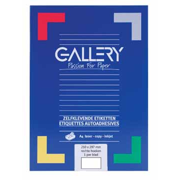Gallery étiquettes blanches ft 210 x 297 mm (l x h), coins carrés, 1 par feuille