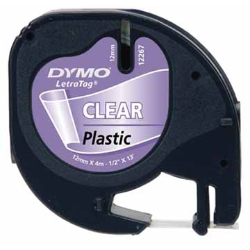 Dymo LetraTAG ruban plastique 12 mm, transparent