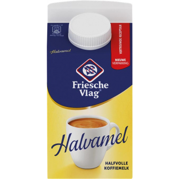 Friesche Vlag Halvamel koffiemelk, pak van 455 ml