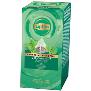 Lipton thee Exclusive Selection, subtiele munt, doos van 25 zakjes