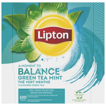 Lipton thee Feel Good Selection, Groene thee munt, doos van 100 zakjes