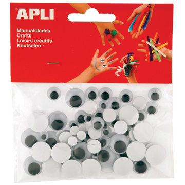 Apli yeux mobiles noirs adhésifs, rond, blister de 100 pièces