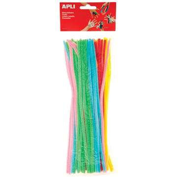 Apli chenilles, blister de 50 pièces en couleurs assorties fluos
