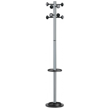 Unilux kapstok Accueil, hoogte 175 cm, 8 kledinghaken, grijs