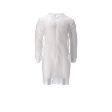 Bezoekersjas CMT L non-woven drukknopen 104cm lang PP wit