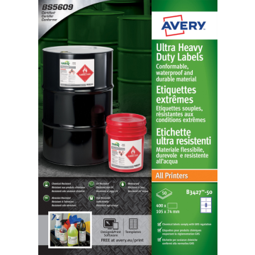Etiquette Avery B3427-50 105x74mm polyéthylène blanc 400 pièces