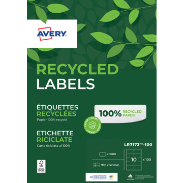 Etiket Avery LR7173-100 99.1x57mm recycled wit 1000stuks