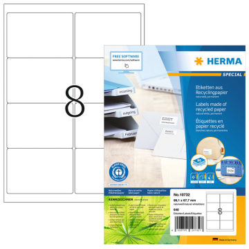 Etiket HERMA recycling 10732 99.1x67.7mm 640stuks wit