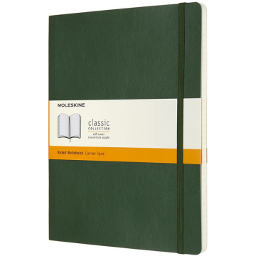 Carnet Moleskine XL 190x250mm ligné couverture souple vert myrte