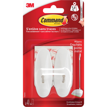 Command middelgrote draadhaken, blister met 2 haken en 4 strips