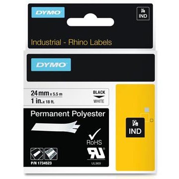 Dymo RHINO vinyltape 24 mm, zwart op wit