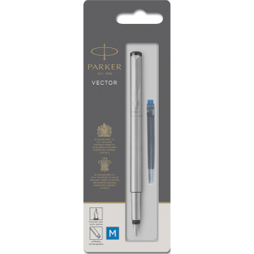 Parker Vector stylo plume acier sur blister