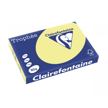 Clairefontaine Trophée Pastel, gekleurd papier, A3, 80 g, 500 vel, citroengeel