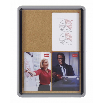 Nobo binnenvitrine met draaideur, kurk, ft 4 x A4