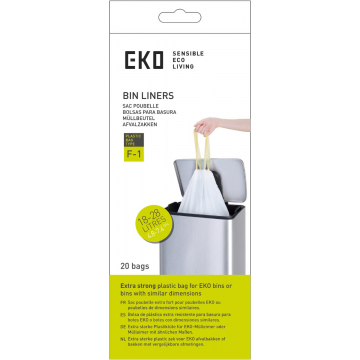 Eko vuilniszakken met trekbandsluiting, 18-28 liter, wit, 1 rol, 20 zakken