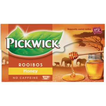 Pickwick thee, rooibos en honing, pak van 20 zakjes
