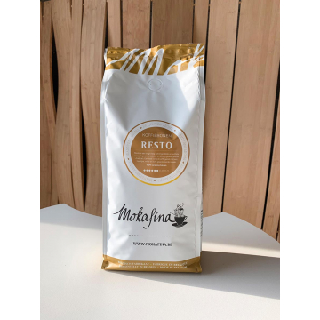 Mokafina Resto koffiebonen of gemalen koffie, pak van 1 kg, sterkte van 6