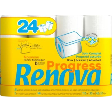Renova Progress toiletpapier, 2-laags, 140 vellen, pak van 24 rollen