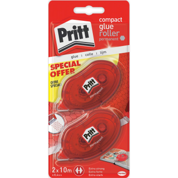 Pritt lijmroller Compact permanent, 2de aan halve prijs, op blister