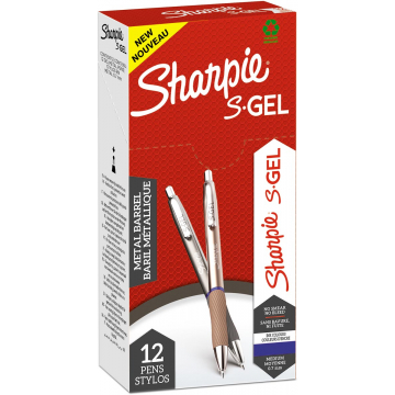 Sharpie S-gel roller, medium punt, doos van 12 stuks in geassorteerde metallic kleuren