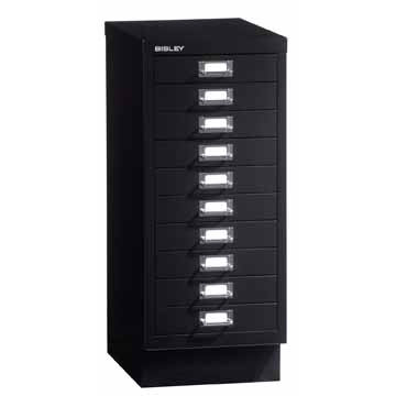 Bisley armoire à tiroirs, ft 67 x 27,9 x 40,8 (h x l x p), 10 tiroirs, noir