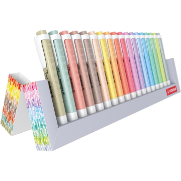 STABILO SWING COOL naturecolor markeerstift,geassorteerde kleuren, deskset van 18 stuks