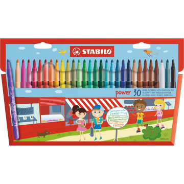 STABILO power viltstift, etui van 30 stuks, assorti