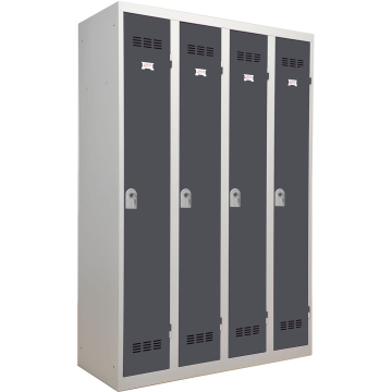 Industriële garderobekast propere industrie, 4 deuren, ft 180 x 120 cm, grijs