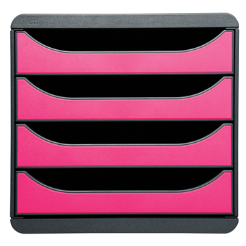 Exacompta bloc à tiroirs Big Box Classic, gris souris/framboise