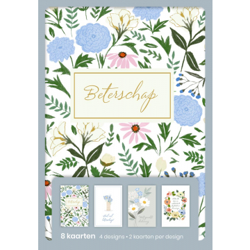 hallmark wenskaarten, beterschap, blister van 8 stuks