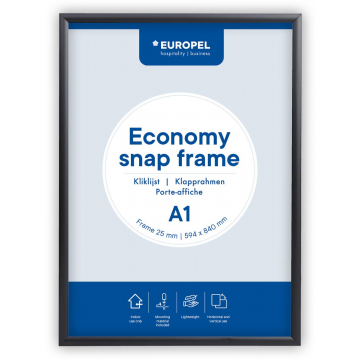 Europel Clicklijst Economy, lijst 25 mm, ft A1, zwart