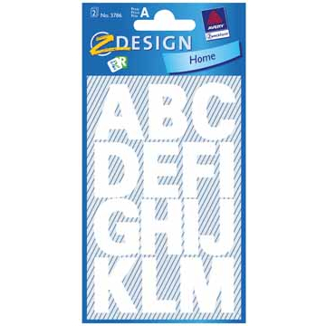 Avery Etiquettes chiffres et lettres A-Z large, 2 feuilles, blanc, film résistant aux intempéries