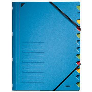 Trieur de bureau Leitz, carton, ft A4, 12 compartiments, bleu