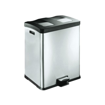 Afvalbak EKO Rejoice pedaalemmer 2x30 liter mat RVS