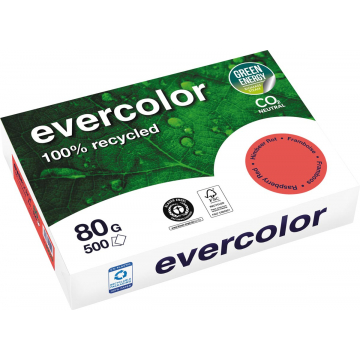 Clairefontaine Evercolor gekleurd gerecycleerd papier, A4, 80 g, 500 vel, framboos