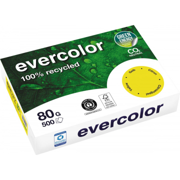 Clairefontaine Evercolor gekleurd gerecycleerd papier, A4, 80 g, 500 vel, citroengeel